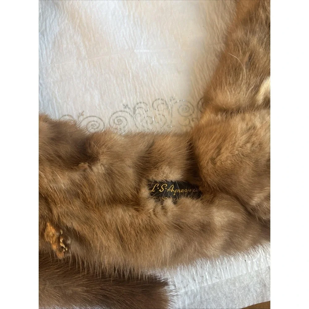 1950's L S Ayer's Co 3 Pelt Genuine Mink Fur Wrap Scarf 4 Ft Long Soft &Lovely